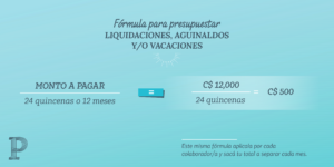 Fórmula para presupuestar liquidaciones, aguinaldos y/o vacaciones